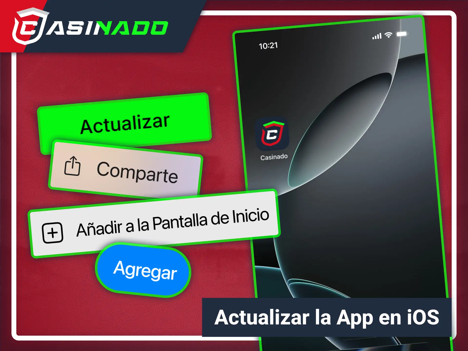 Renueva la versión móvil para sistemas iOS en Casinado oficial.