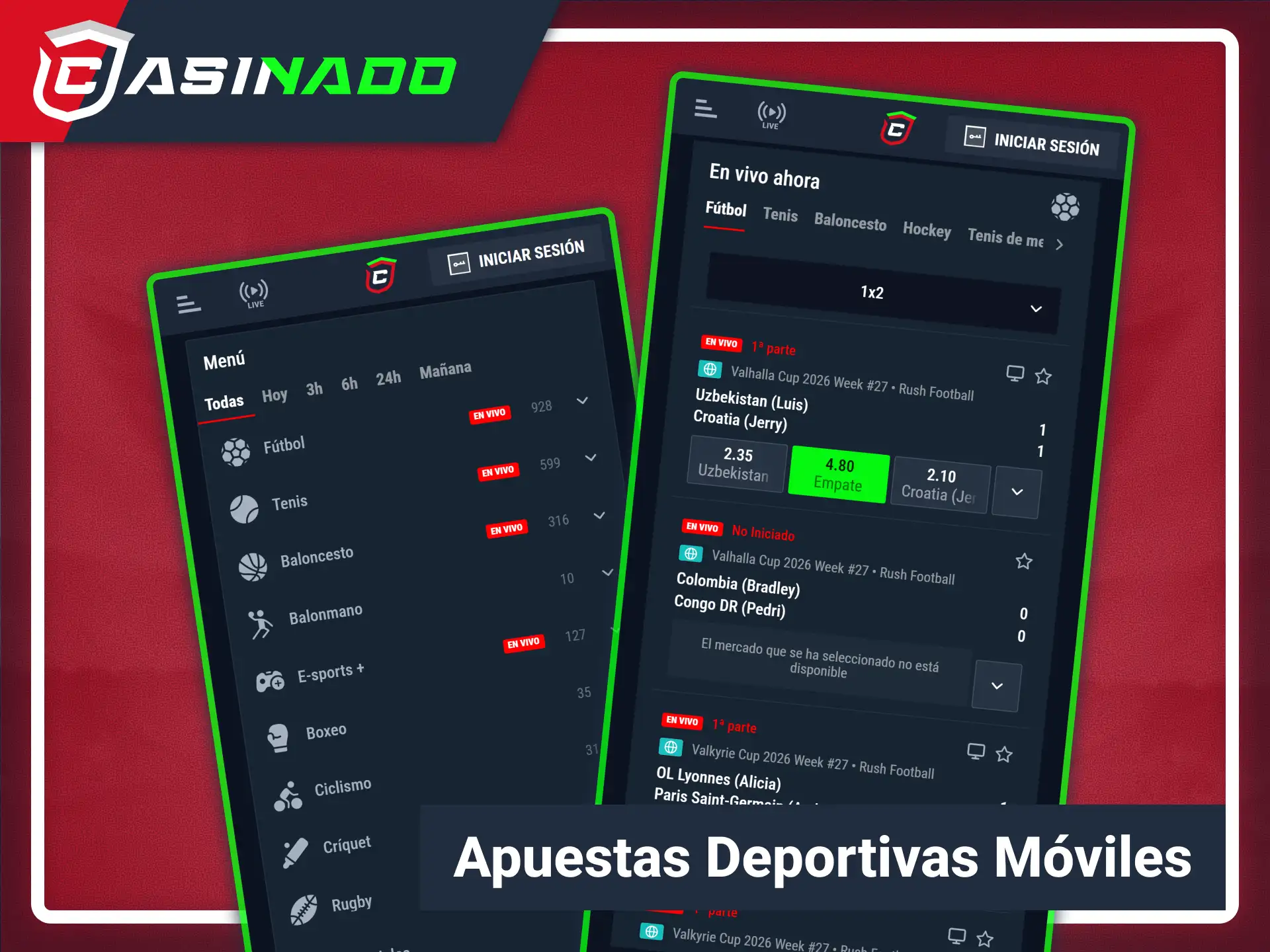 Realiza apuestas deportivas desde tu teléfono móvil en Casinado oficial.