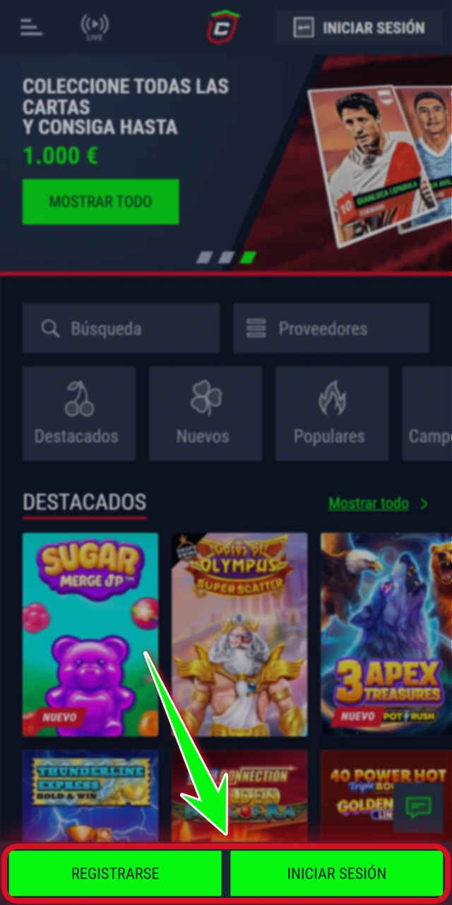 Ingresa a tu cuenta de juego móvil desde Casinado oficial.