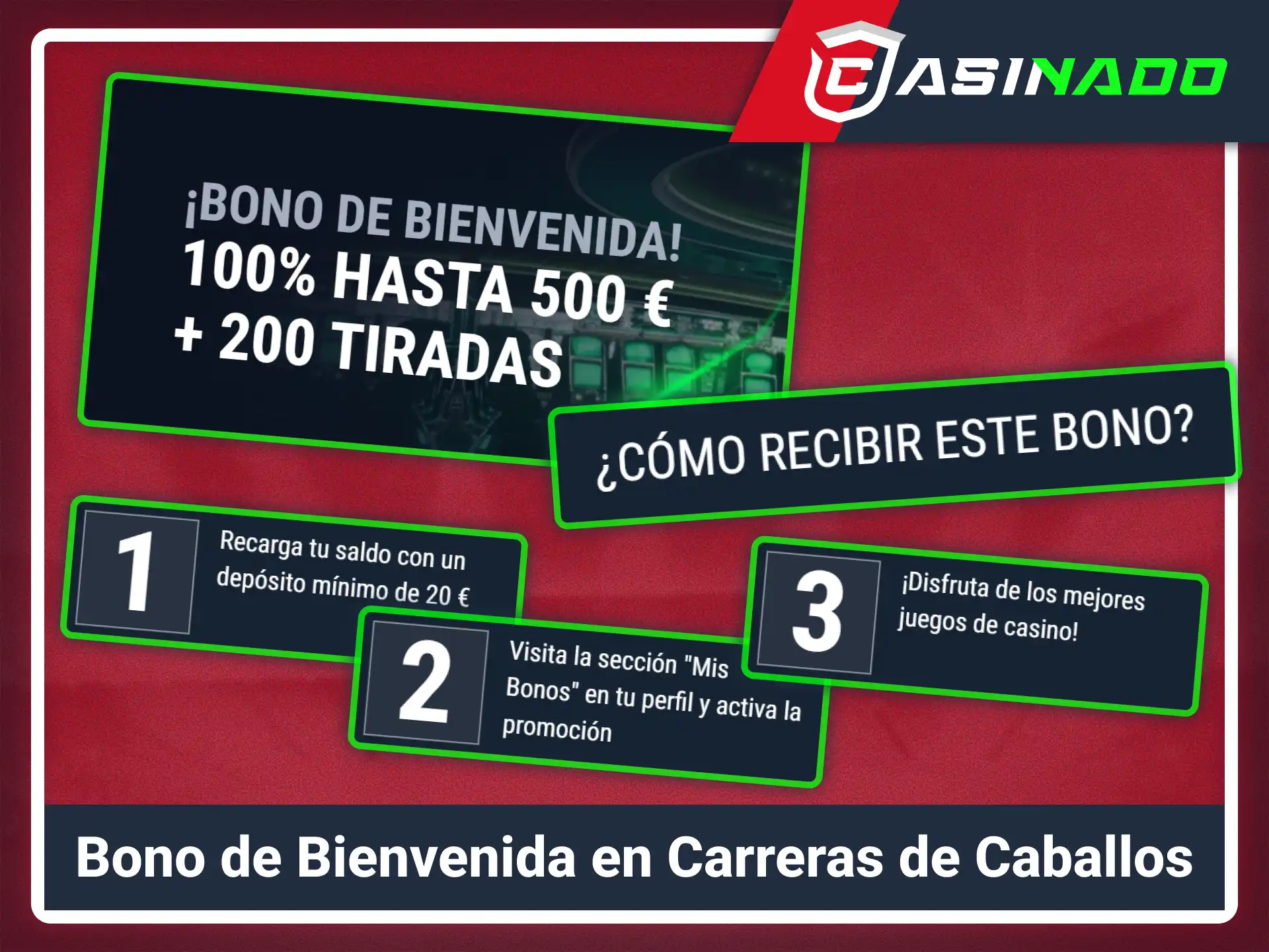 Reclama tu bono hípico de bienvenida dentro de Casinado oficial.