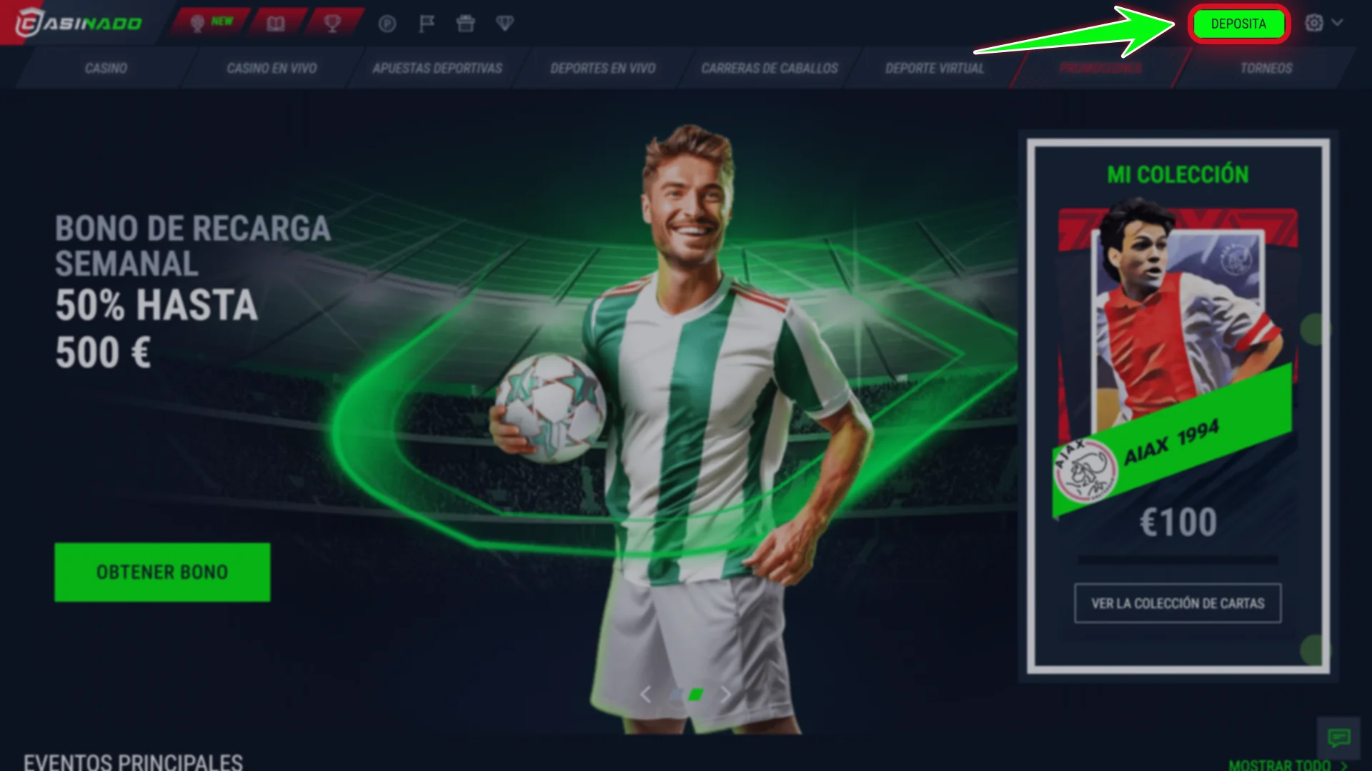 Recarga saldo real usando el cajero seguro de Casinado oficial.