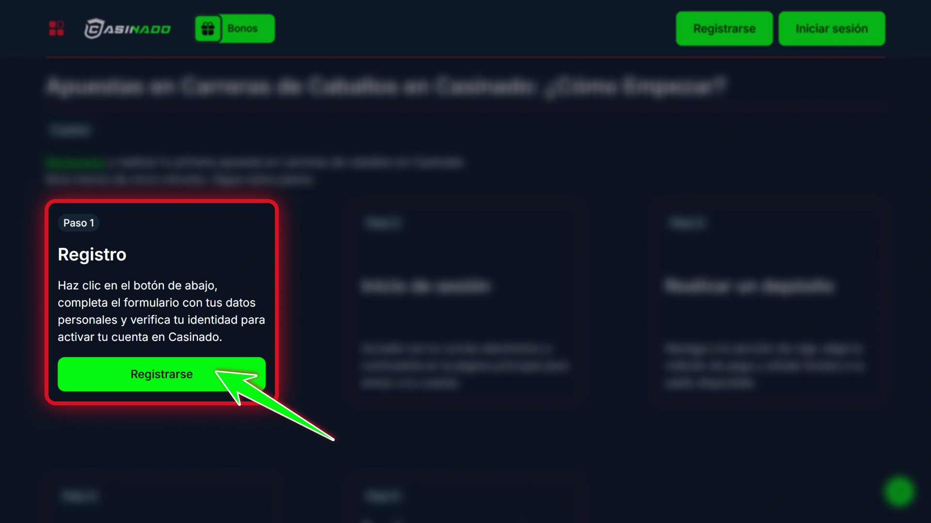 Abre una cuenta de usuario de forma segura en Casinado oficial.