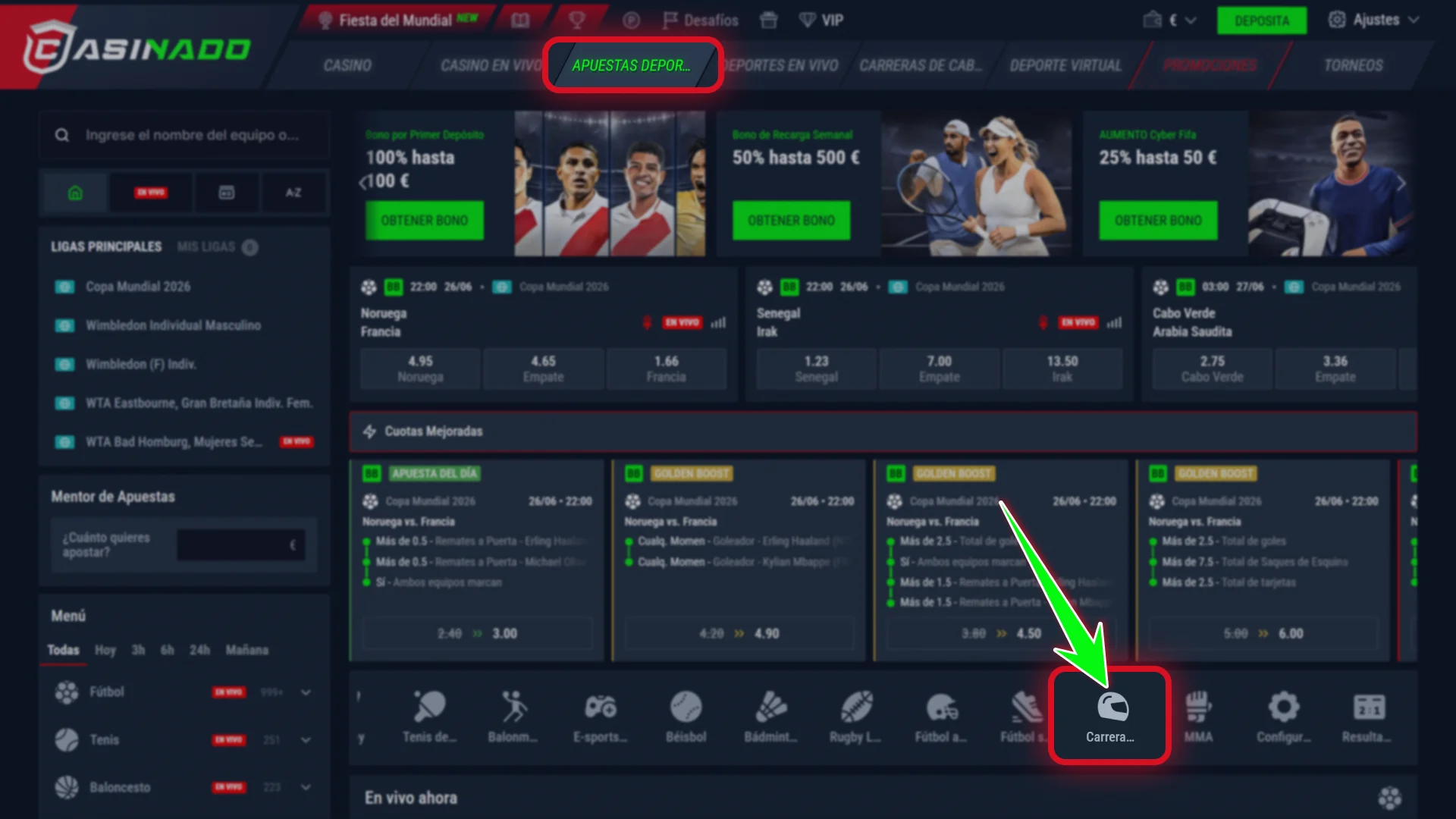 Selecciona tu Gran Premio de Fórmula 1 favorito en Casinado oficial.