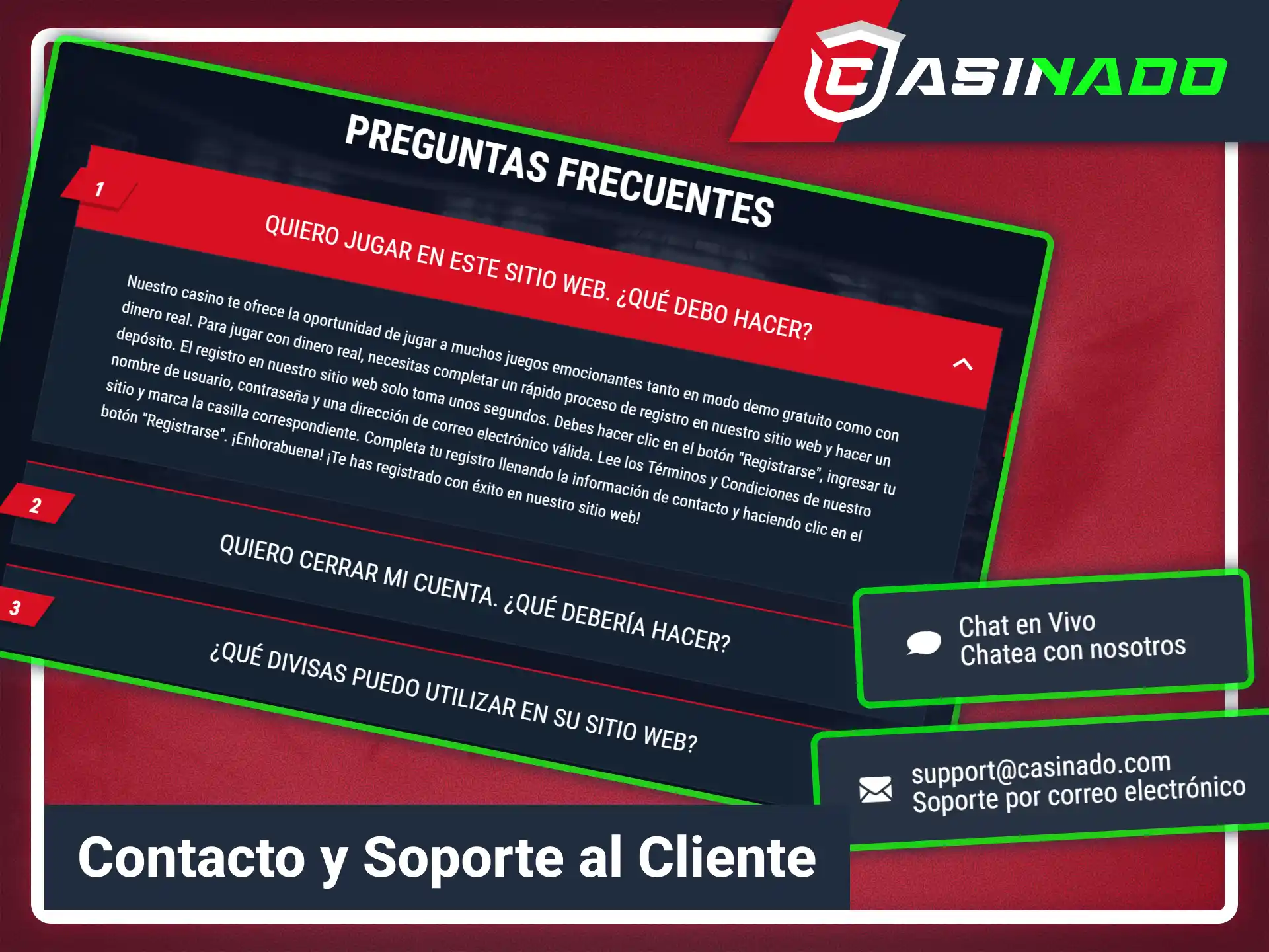 Recibe ayuda para crear tu cuenta con Casinado oficial soporte.