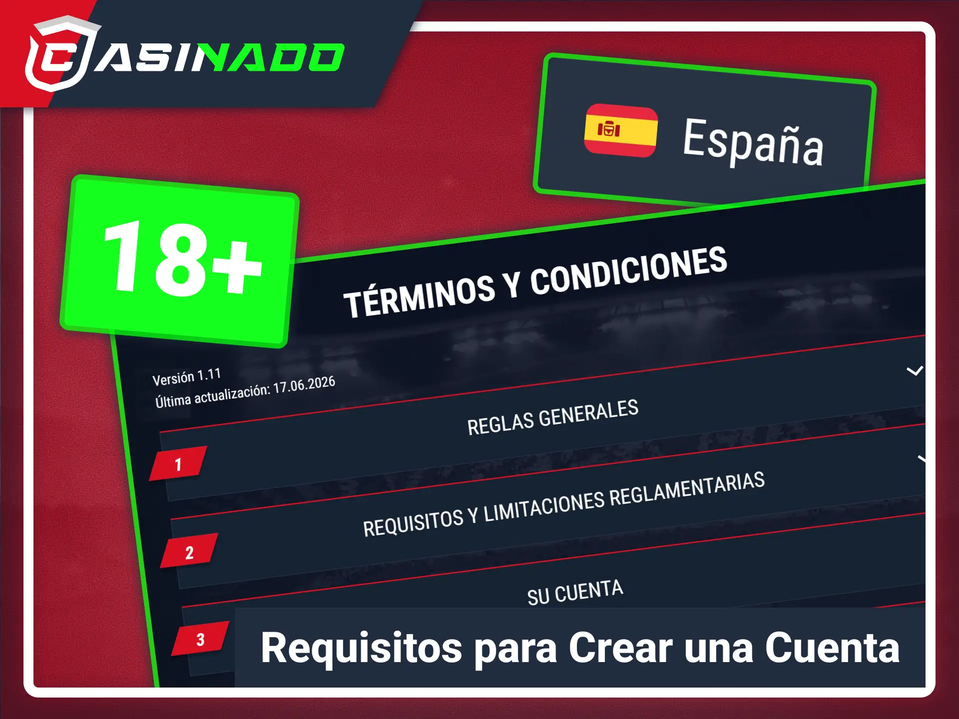 Revisa los términos de edad obligatorios para Casinado oficial.